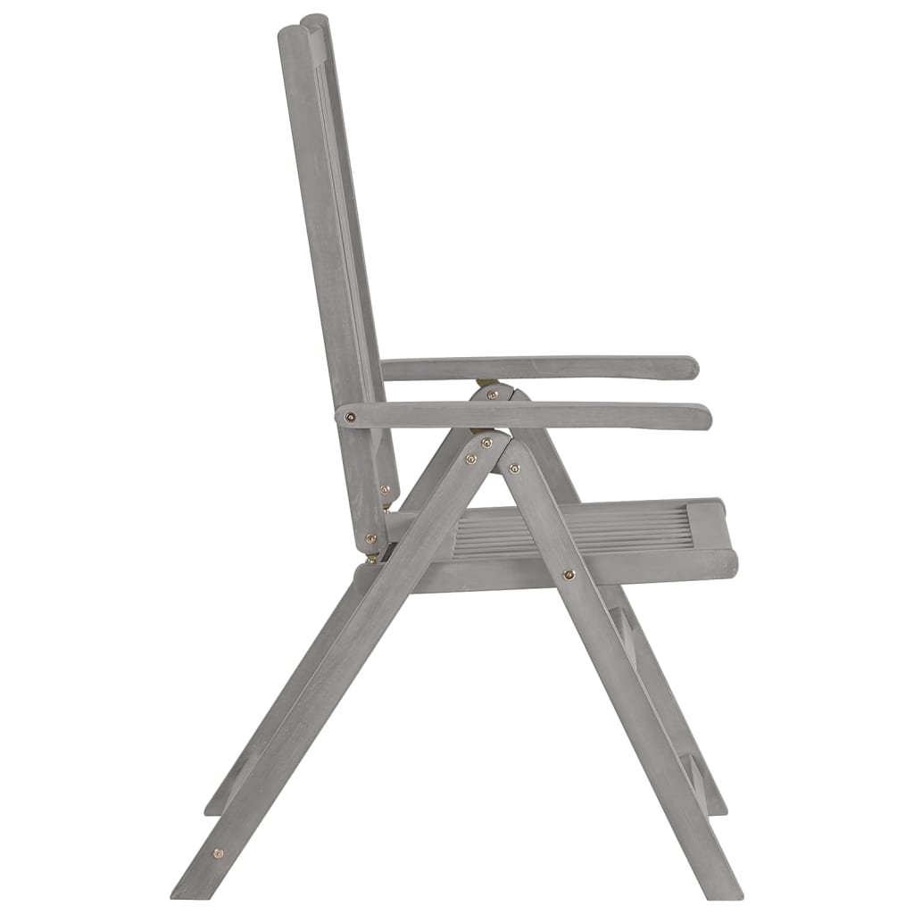 vidaXL Garden Reclining Chairs 8 pcs Grey Solid Acacia Wood