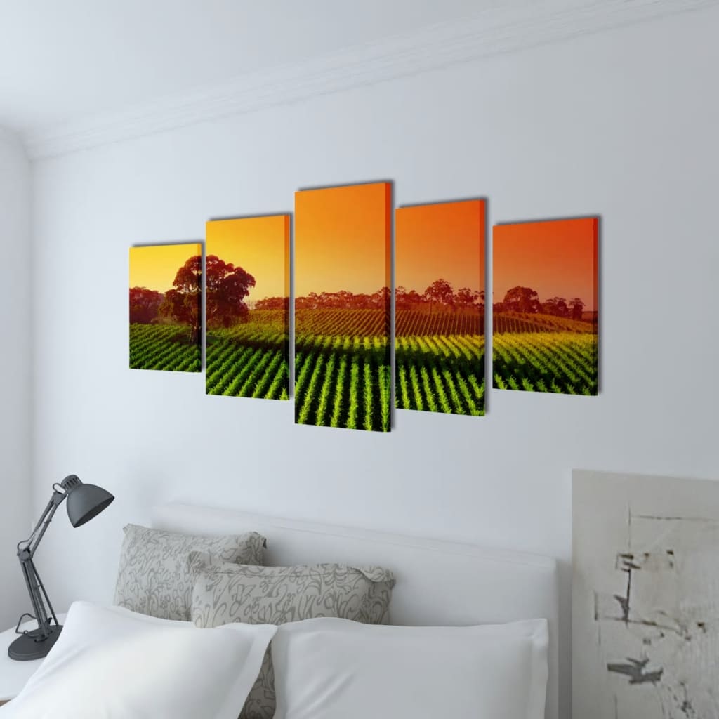 Canvas Wall Print Set Fields 200 x 100 cm