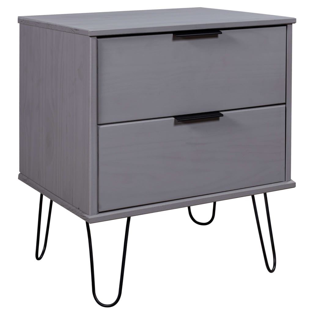 vidaXL Bedside Cabinet Grey 45x39.5x57 cm Solid Pine Wood