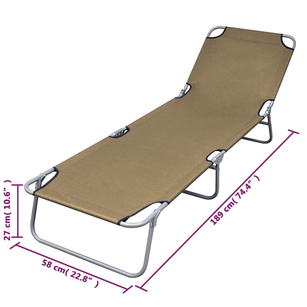 vidaXL Foldable Sunlounger with Adjustable Backrest Taupe