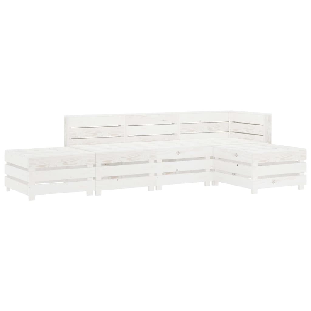 vidaXL 5 Piece Garden Lounge Set Pallets Wood White