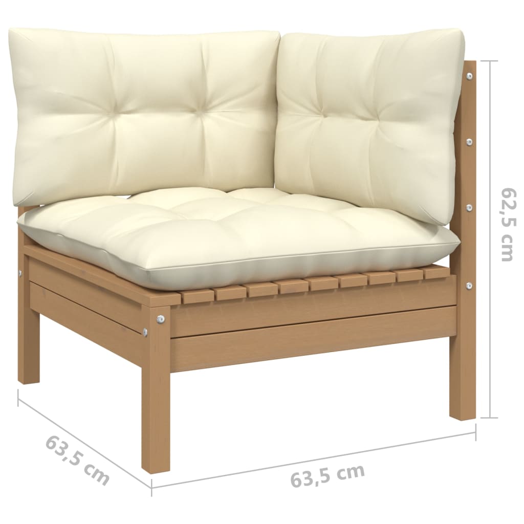 vidaXL 4 Piece Garden Lounge Set with Cushions Honey Brown Pinewood