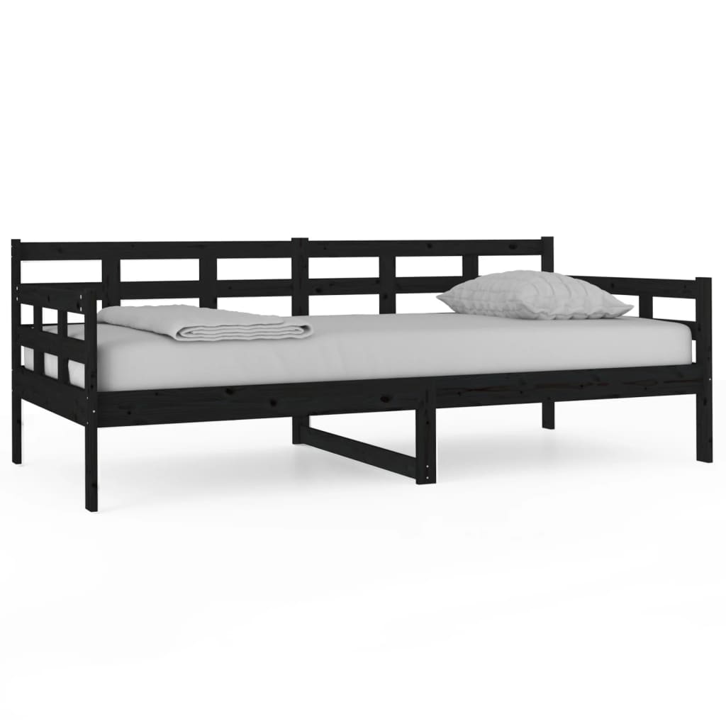 vidaXL Day Bed Black Solid Wood Pine 90x190 cm