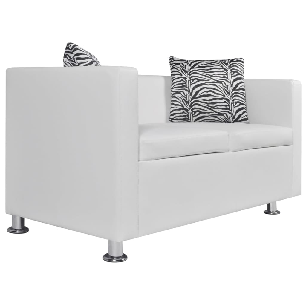 vidaXL Sofa Set Artificial Leather 3-Seater and 2-Seater White