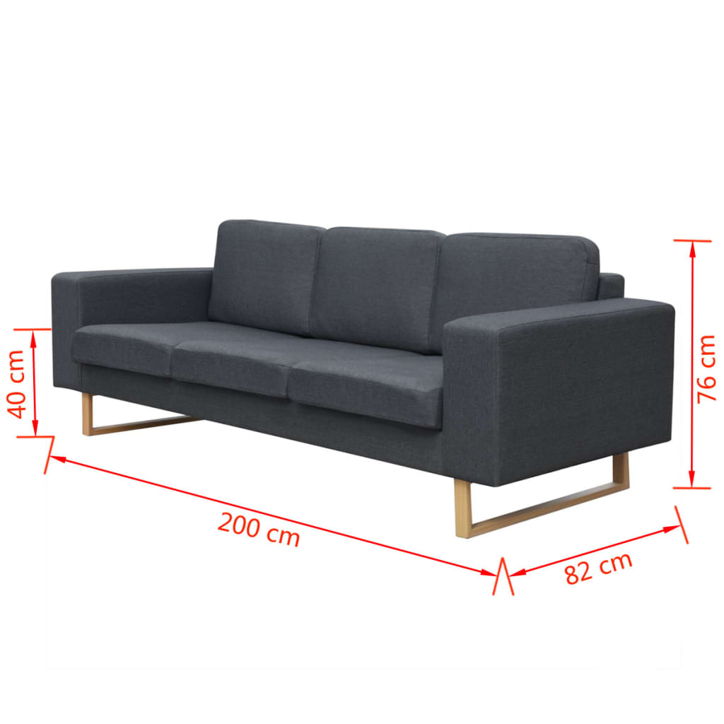 vidaXL 3-Seater Sofa Fabric Dark Grey