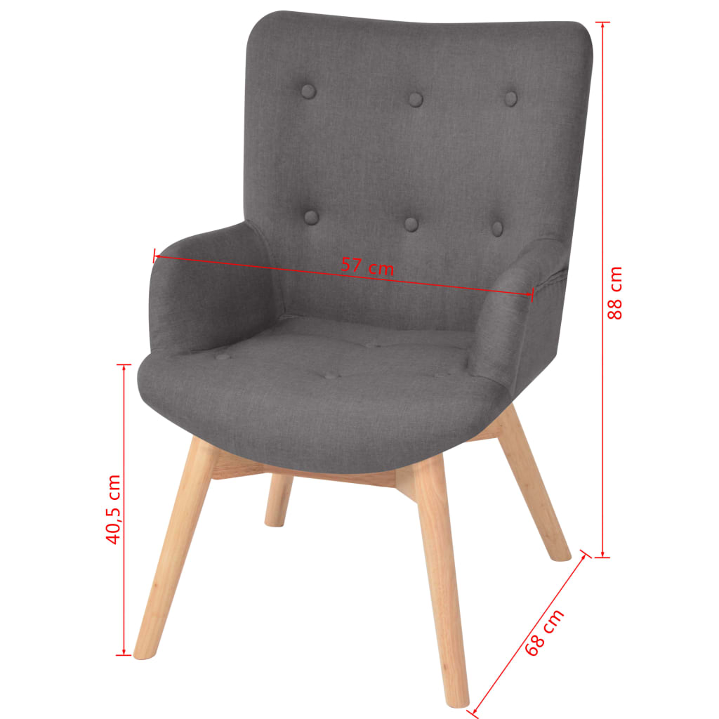 vidaXL Armchair with Footstool Grey Fabric