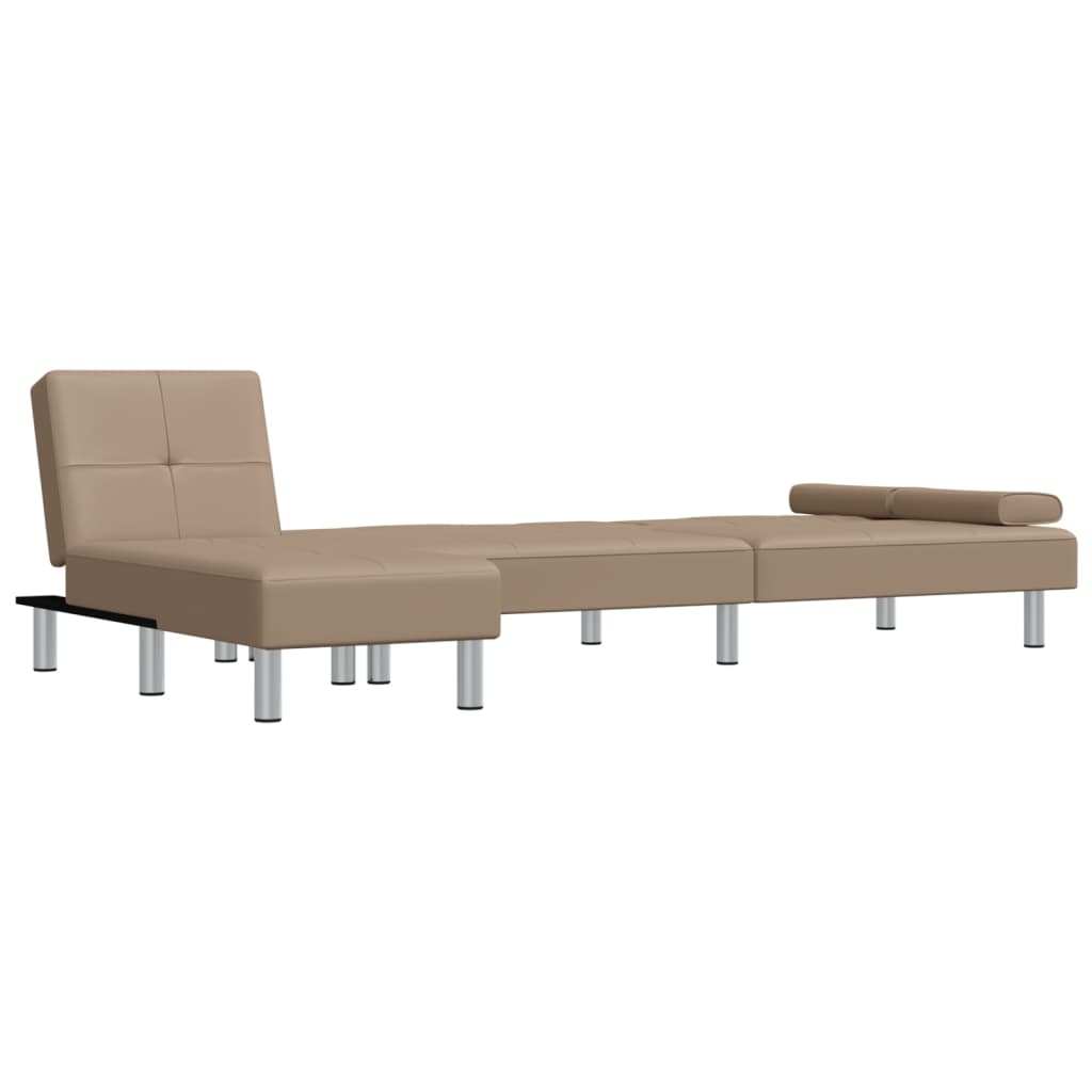vidaXL L-shaped Sofa Bed Cappuccino 255x140x70 cm Faux Leather