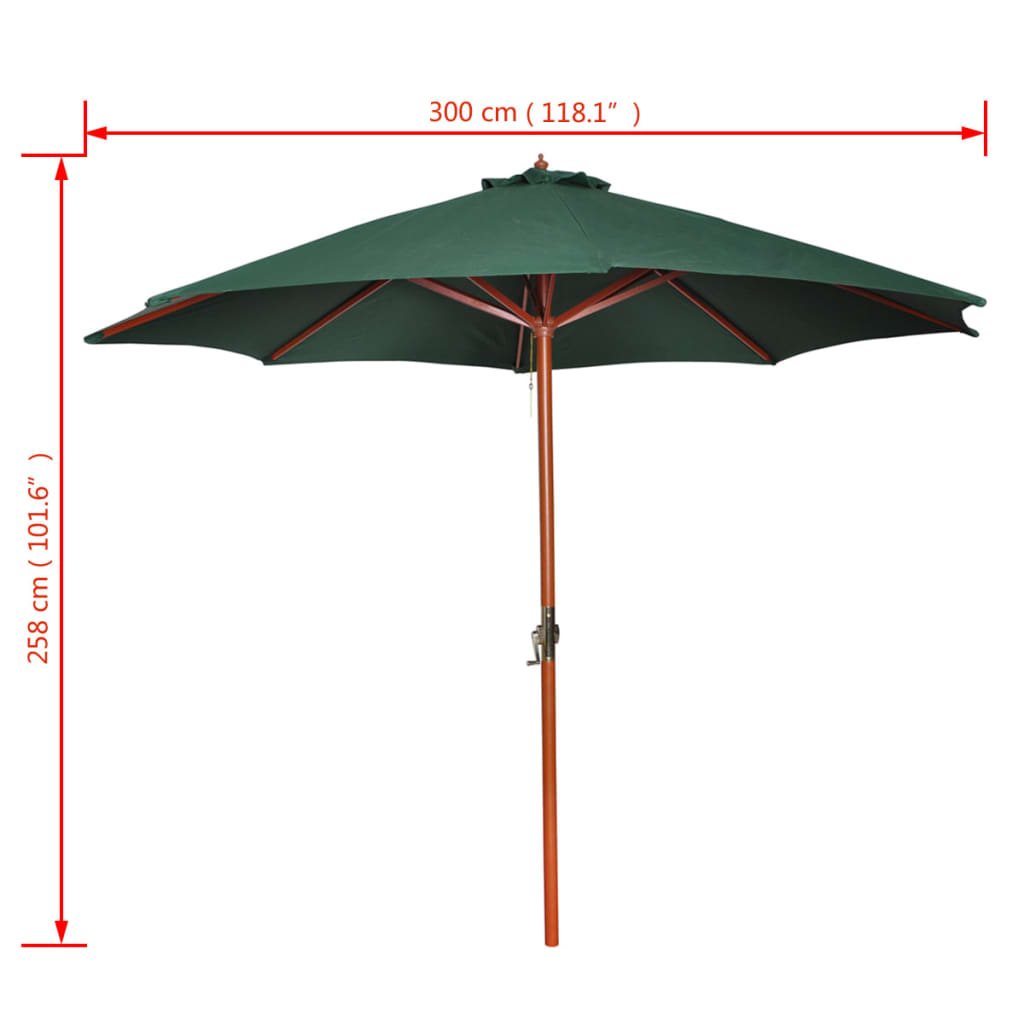 vidaXL Parasol Green 258 cm