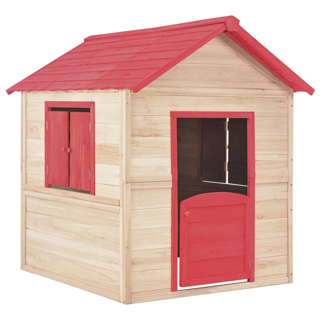 vidaXL Kids Play House Fir Wood Red