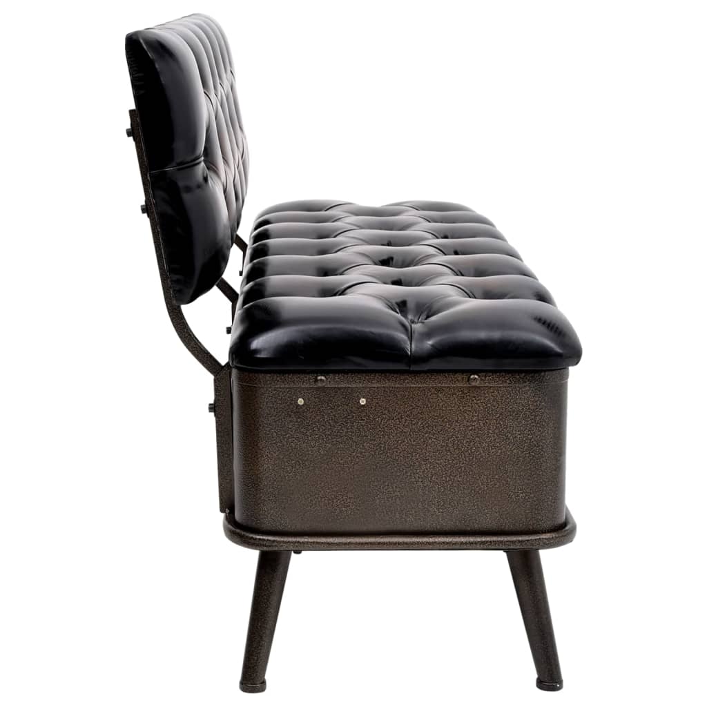 vidaXL Storage Bench with Backrest 110 cm Black Faux Leather