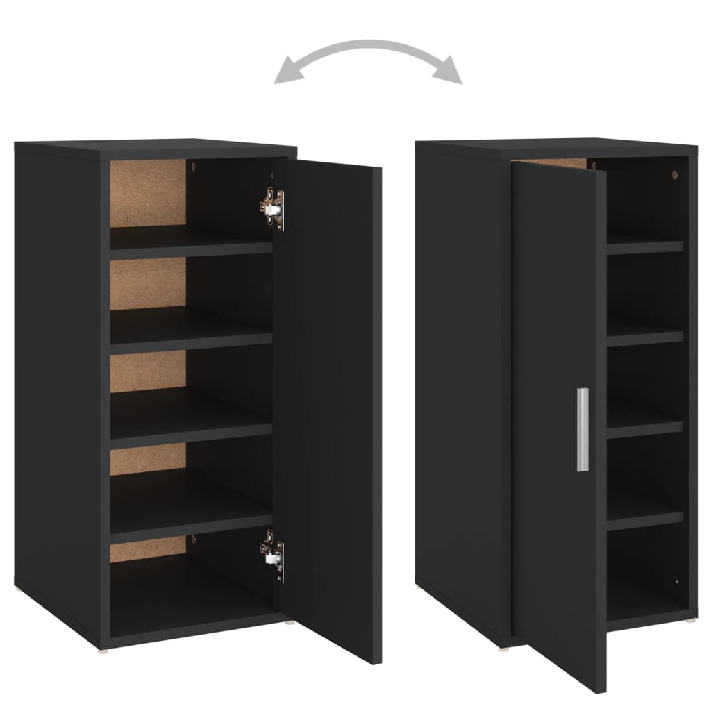 vidaXL Shoe Cabinet Black 32x35x70 cm Engineered Wood