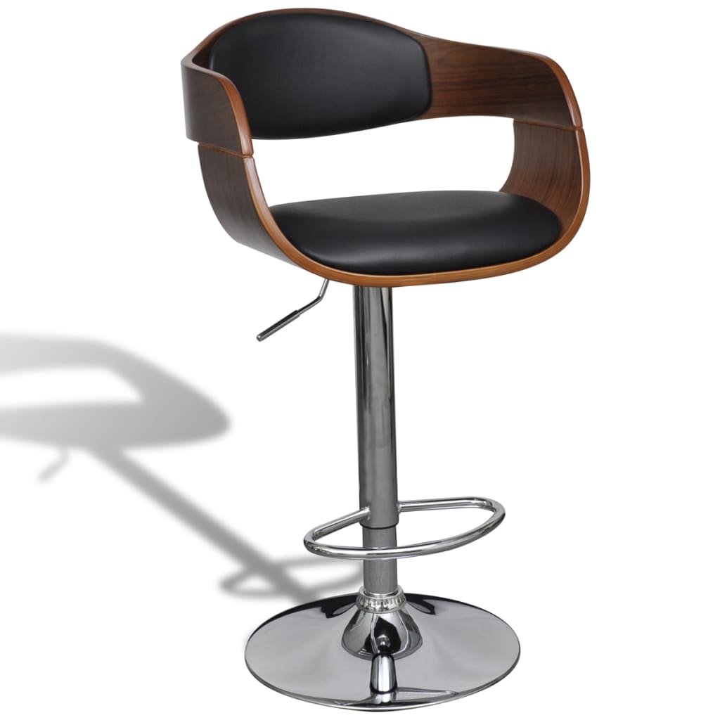 Leather Bar Stool Chair with Backrest Armrest 2 pcs