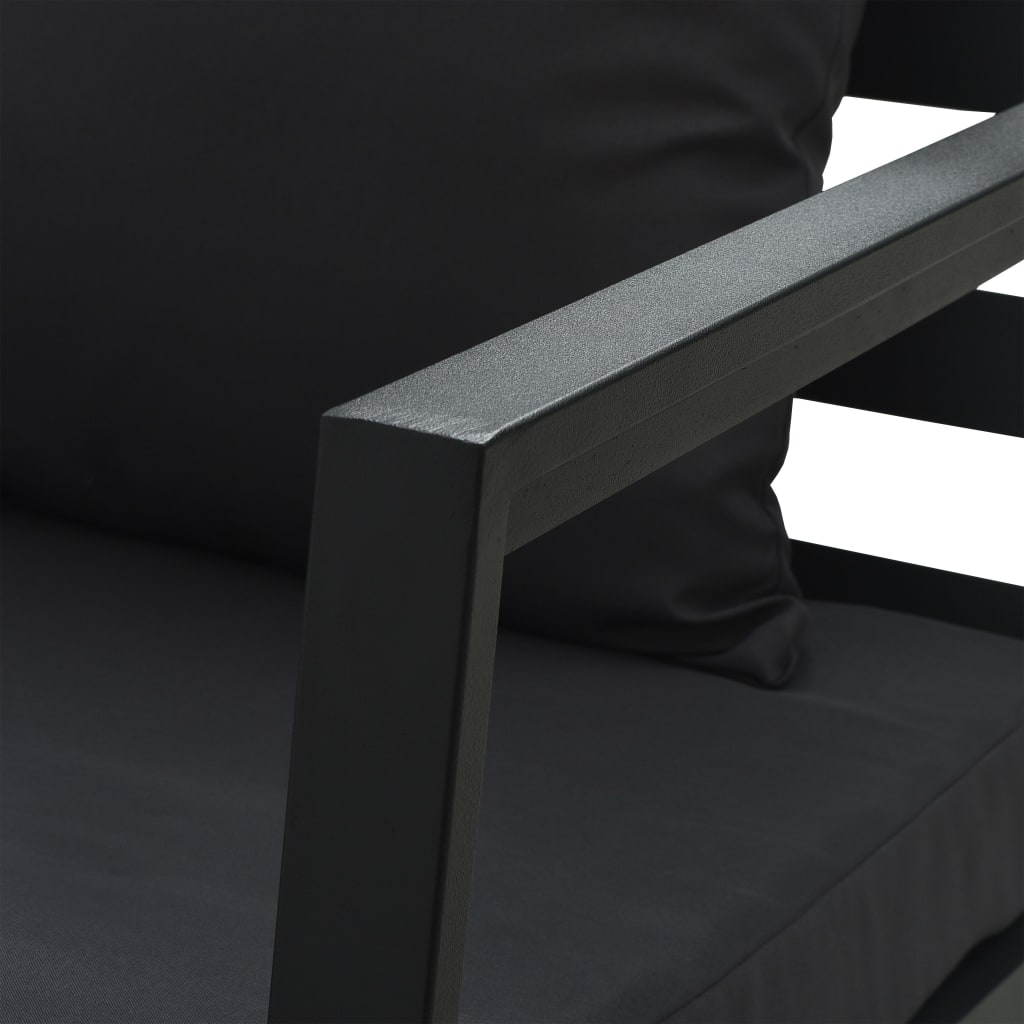 vidaXL Garden Sofa with Cushions Dark Grey Aluminium