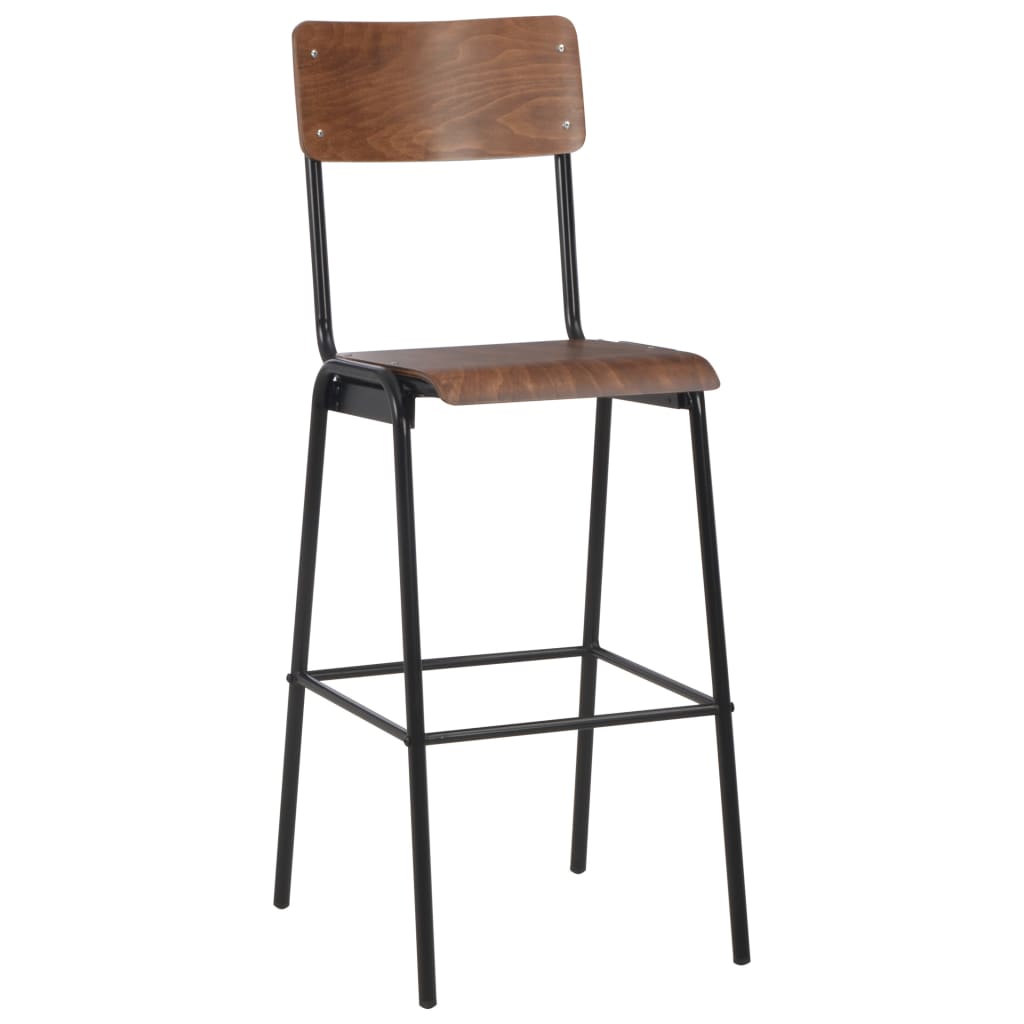 vidaXL Bar Chairs 2 pcs Brown Solid Plywood Steel