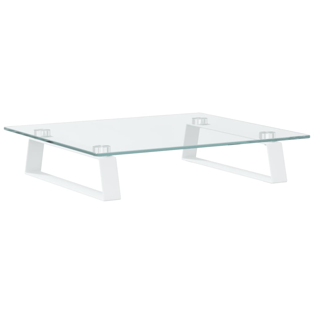 vidaXL Monitor Stand White 40x35x8 cm Tempered Glass and Metal