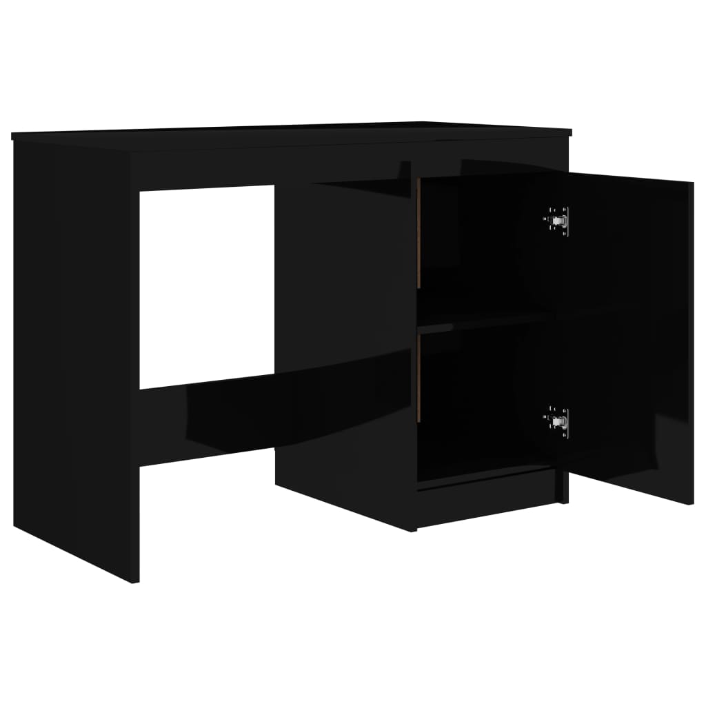 vidaXL Desk High Gloss Black 100x50x76 cm Engineered Wood