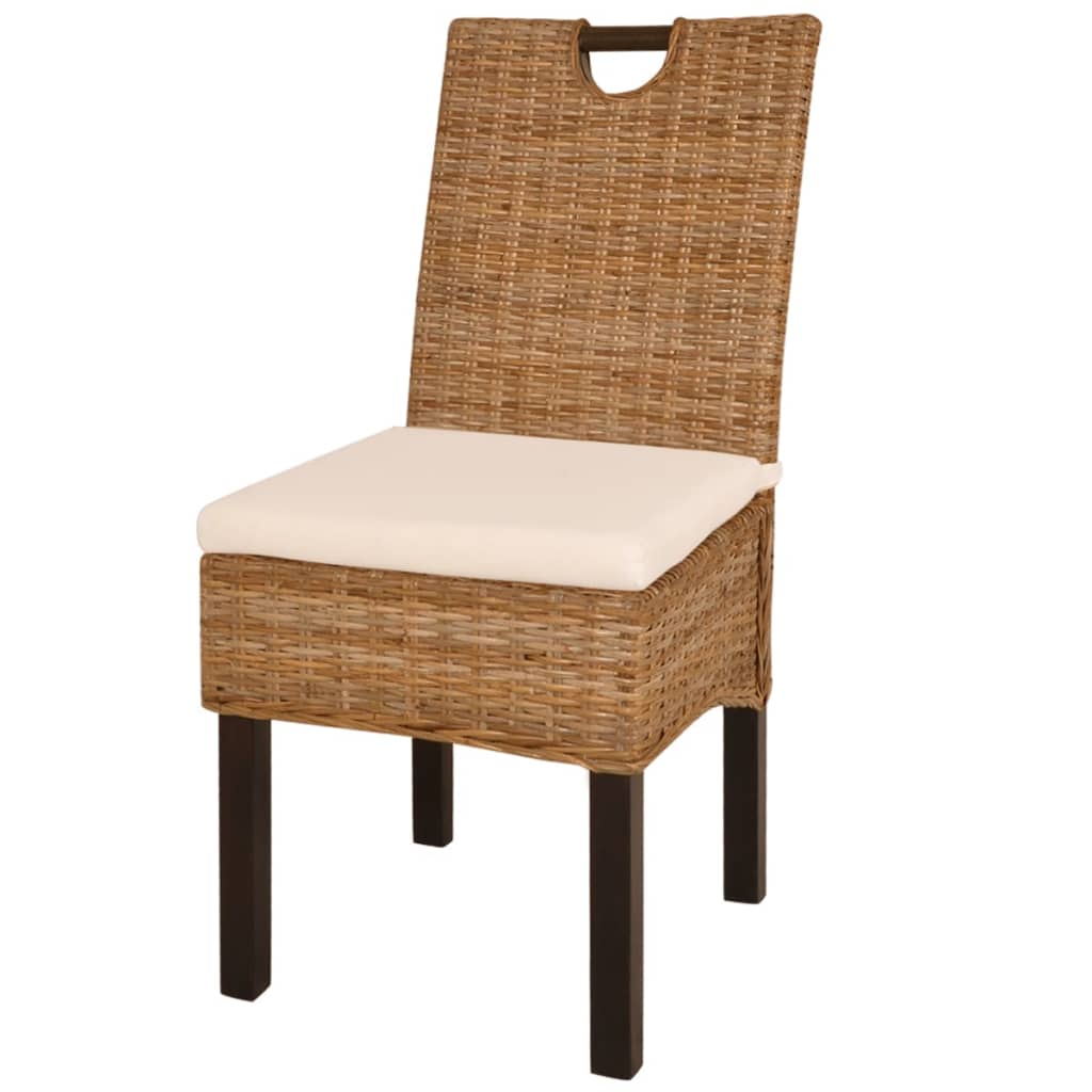 vidaXL Dining Chair 4 pcs Kubu Rattan Mango Wood