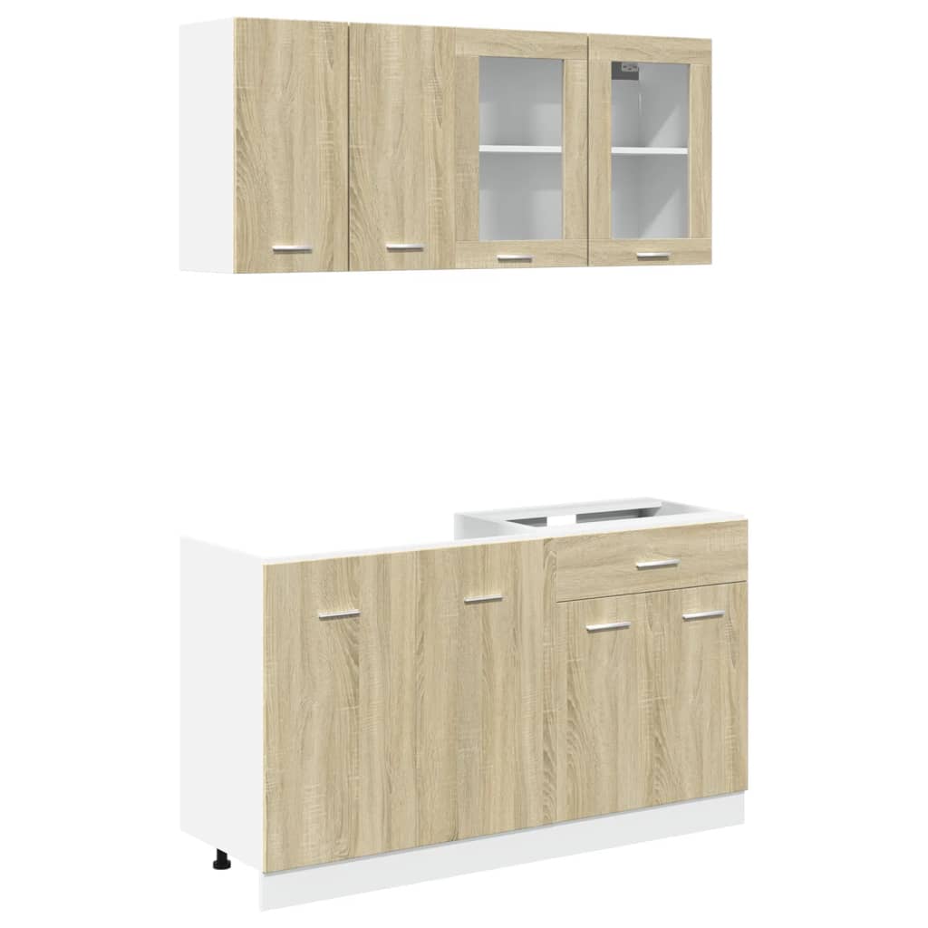 vidaXL 4 Piece Kitchen Cabinet Set "Lyon" Sonoma Oak Engineered Wood ...