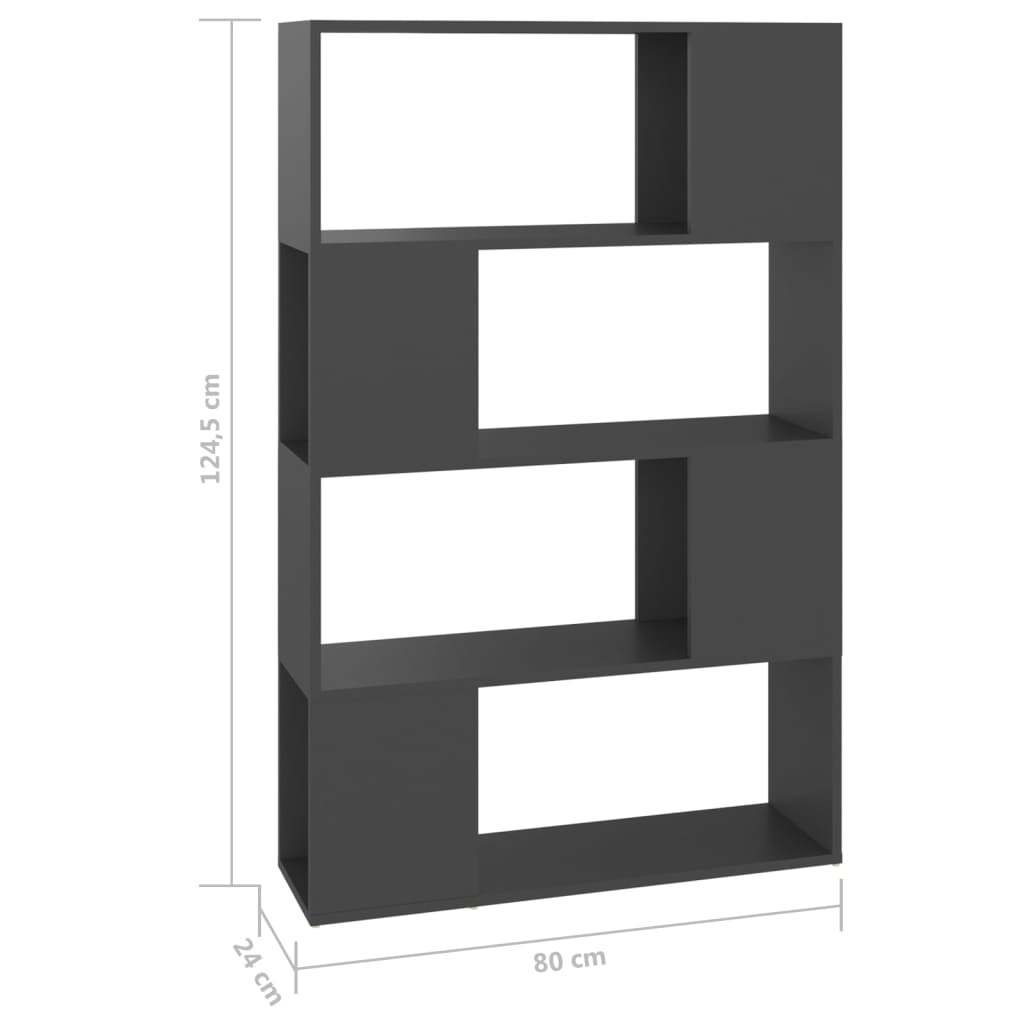 vidaXL Book Cabinet Room Divider Grey 80x24x124.5 cm Engineered Wood