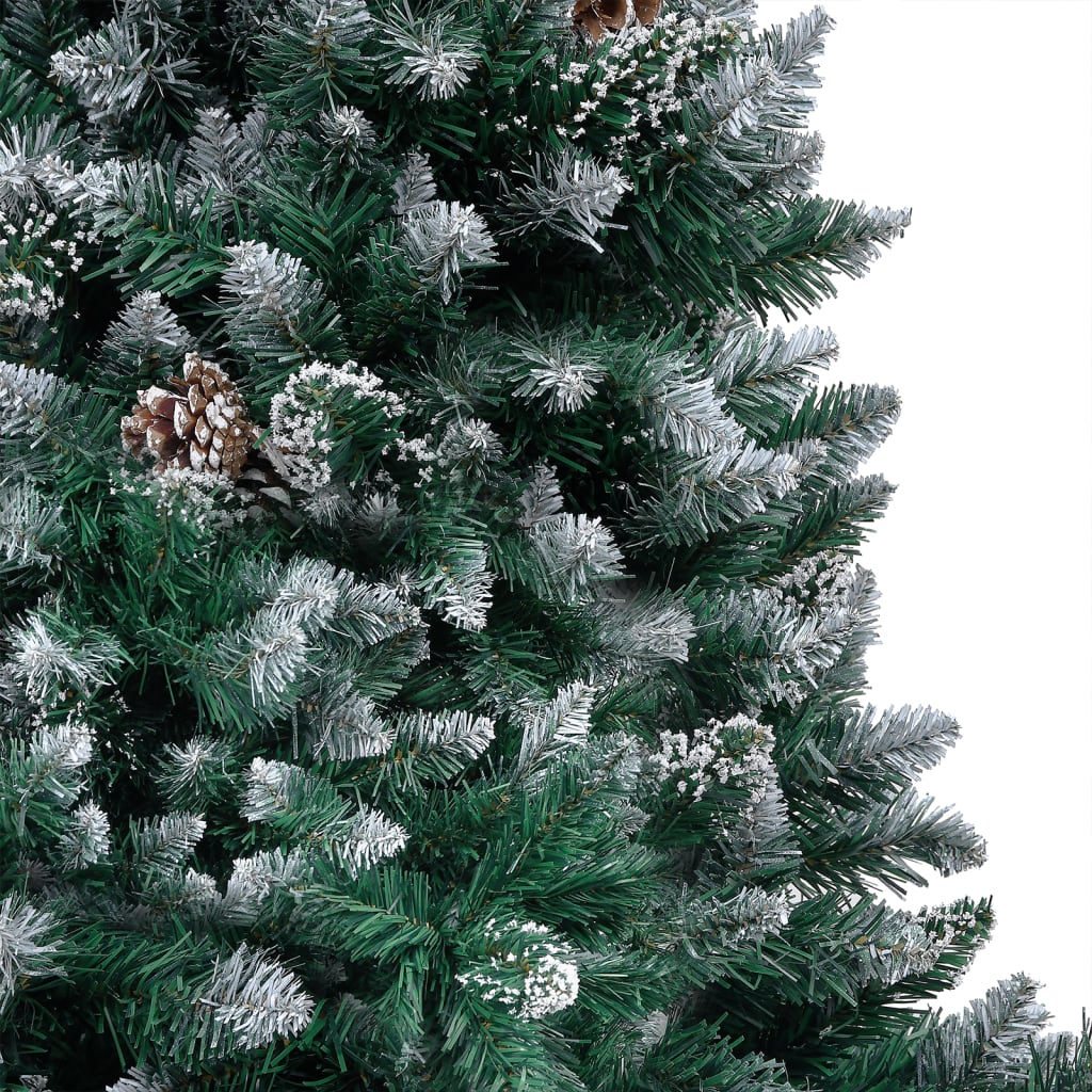 vidaXL Artificial Christmas Tree LEDs&Pine Cones&White Snow 210 cm