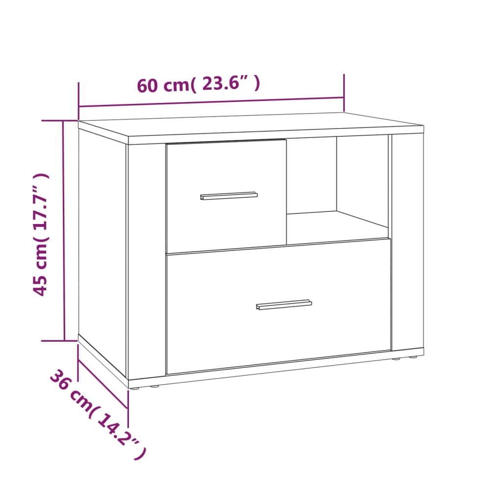 vidaXL Bedside Cabinet Smoked Oak 60x36x45 cm Engineered Wood