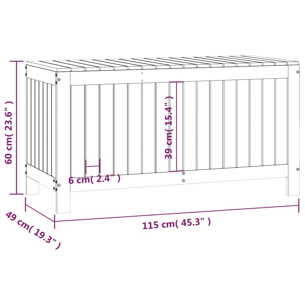 vidaXL Garden Storage Box White 115x49x60 cm Solid Wood Pine