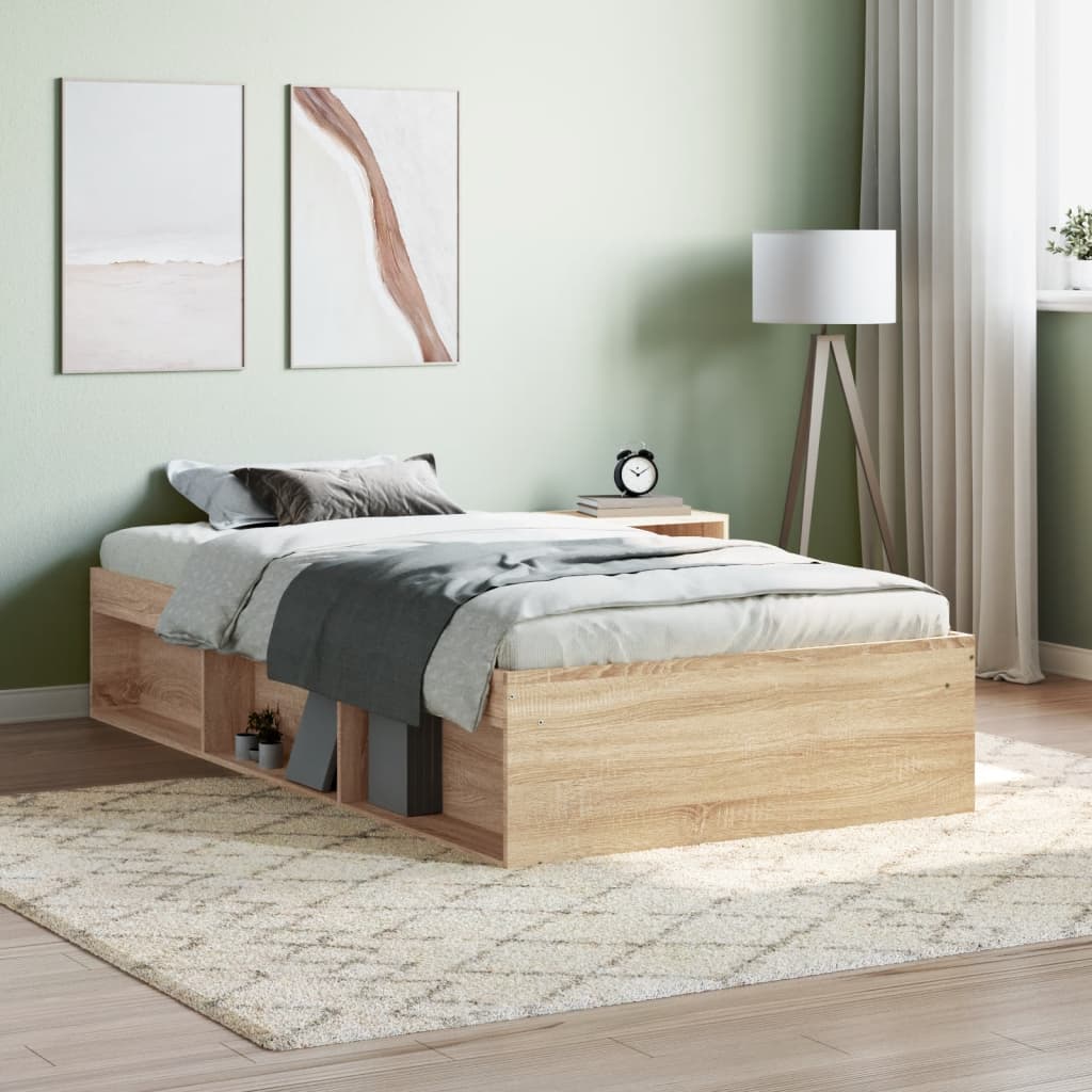 vidaXL Bed Frame Sonoma Oak 90x190 cm Single