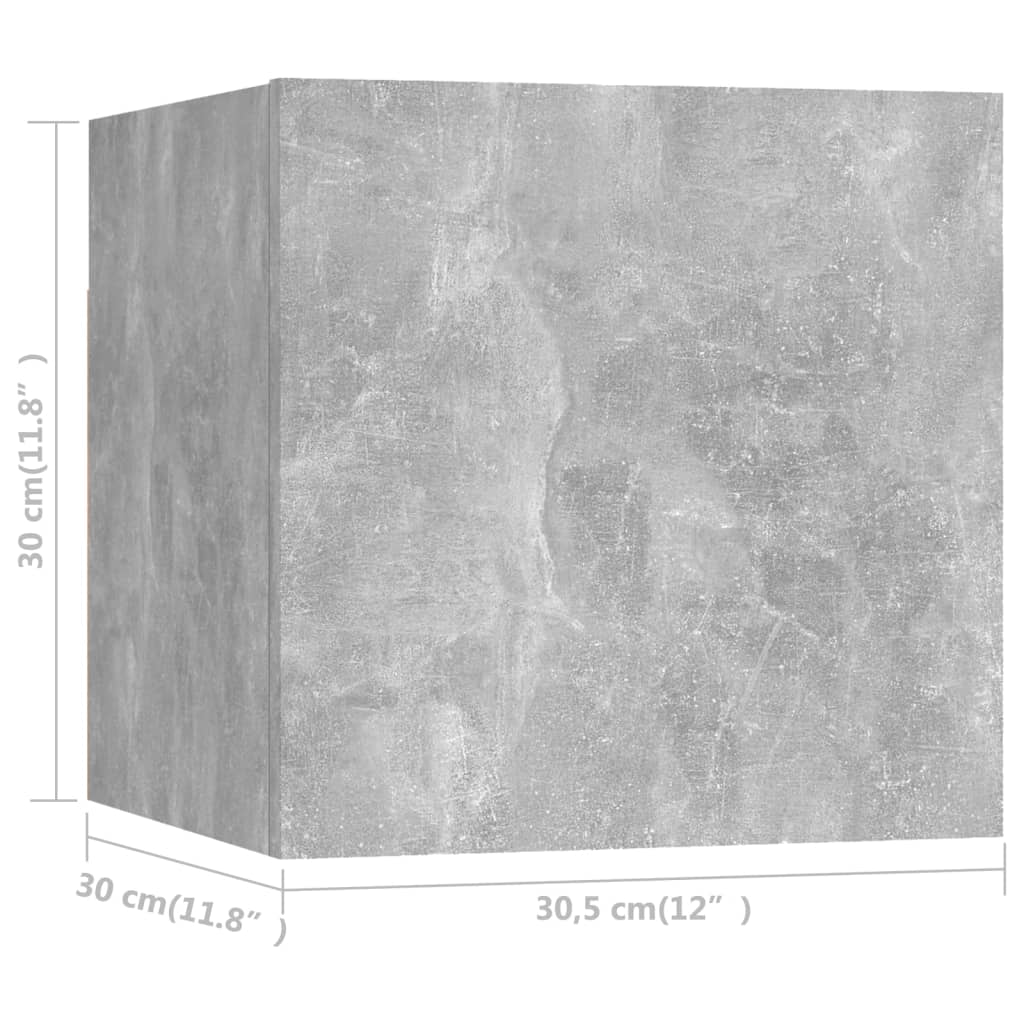 vidaXL Wall Mounted TV Cabinet Concrete Grey 30.5x30x30 cm