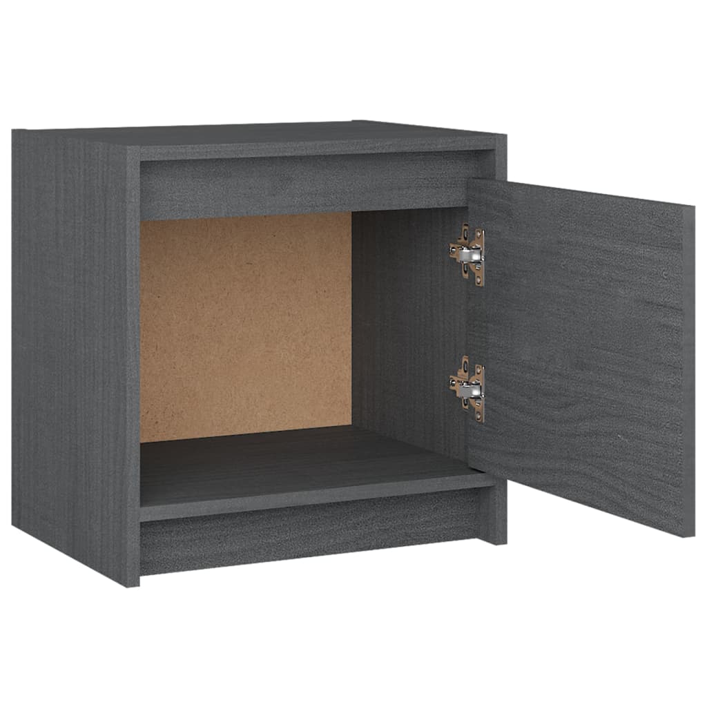 vidaXL Bedside Cabinet Grey 40x30.5x40 cm Solid Pinewood