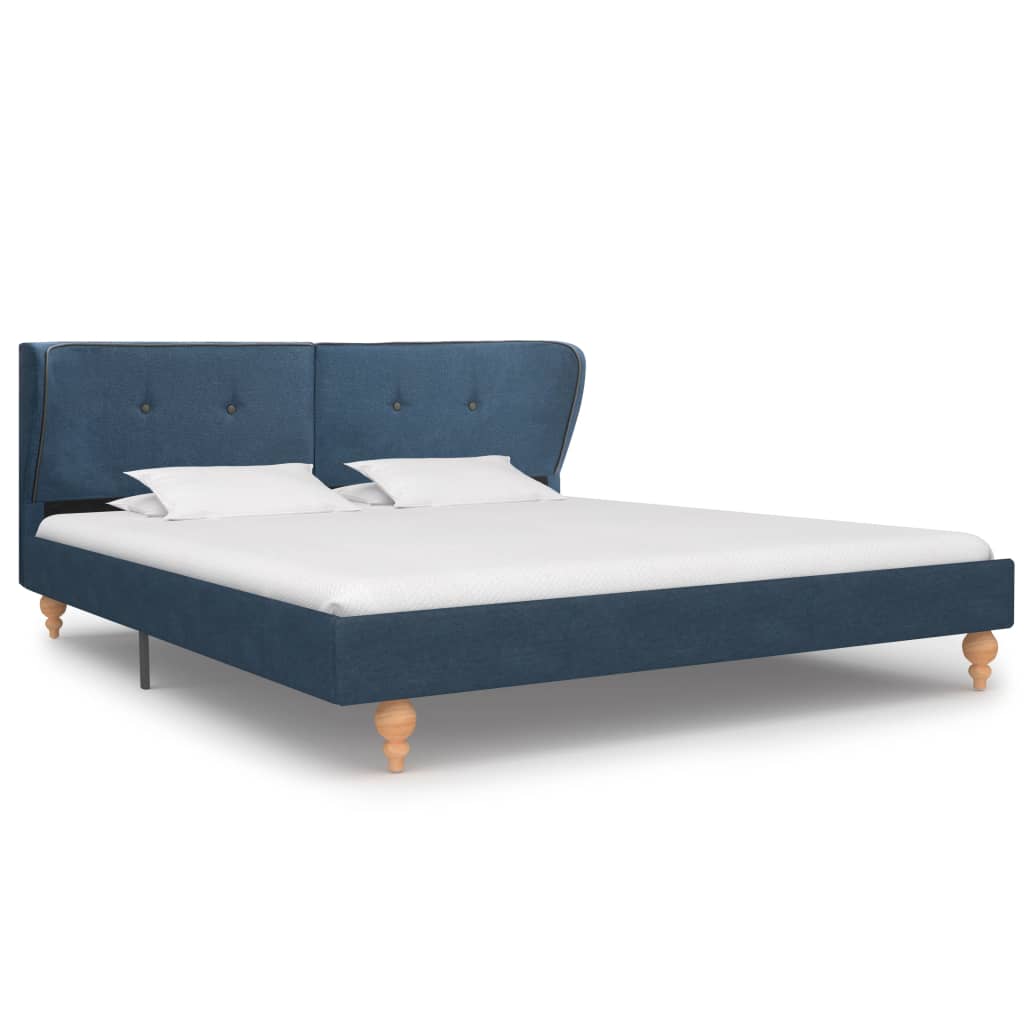 vidaXL Bed Frame Blue Fabric 153x203 cm Queen Size