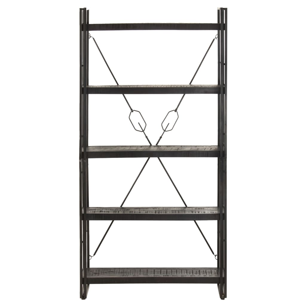 vidaXL 5-Tier Bookcase Black 90x30x180 cm Solid Mango Wood