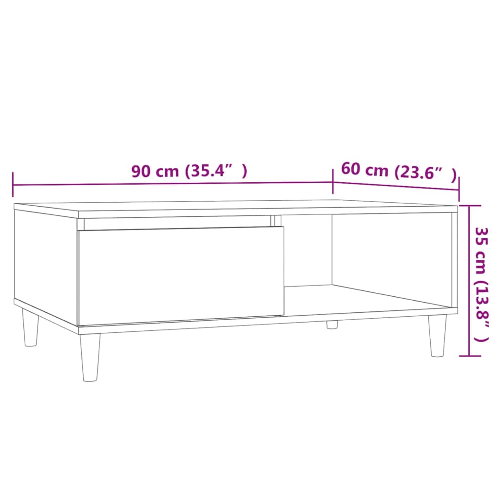 vidaXL Coffee Table Concrete Grey 90x60x35 cm Engineered Wood