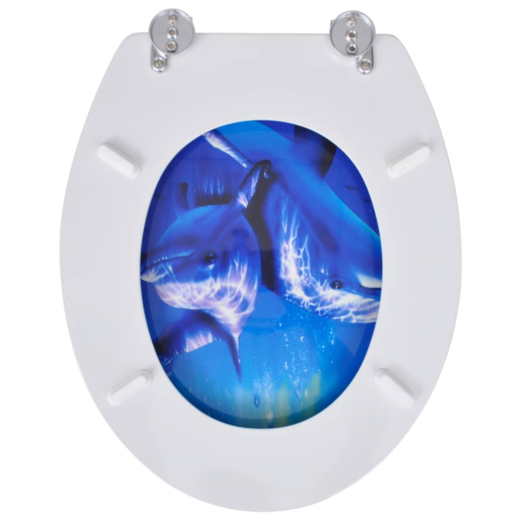vidaXL Toilet Seats with Lids 2 pcs MDF Dolphin