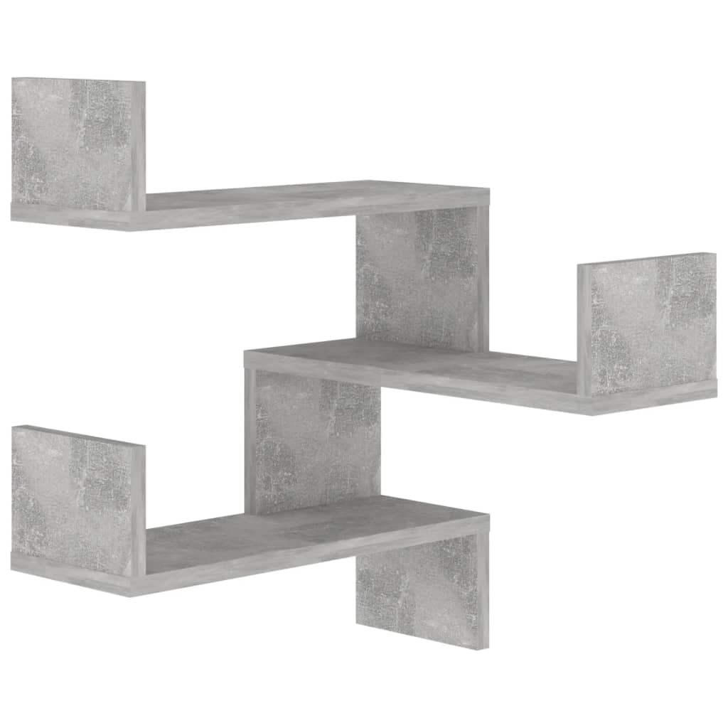 vidaXL Wall Corner Shelf 2 pcs Concrete Grey 40x40x50 cm Engineered Wood