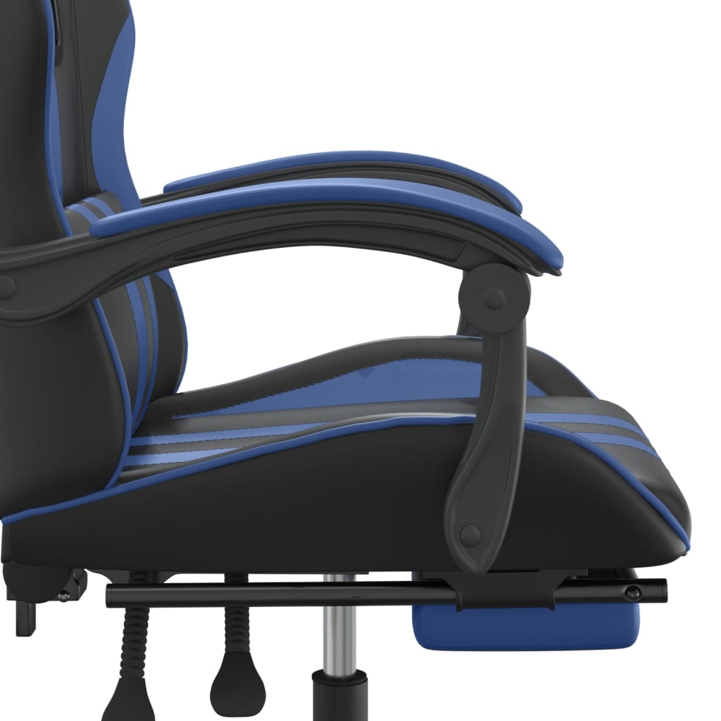 vidaXL Swivel Gaming Chair with Footrest Black&Blue Faux Leather