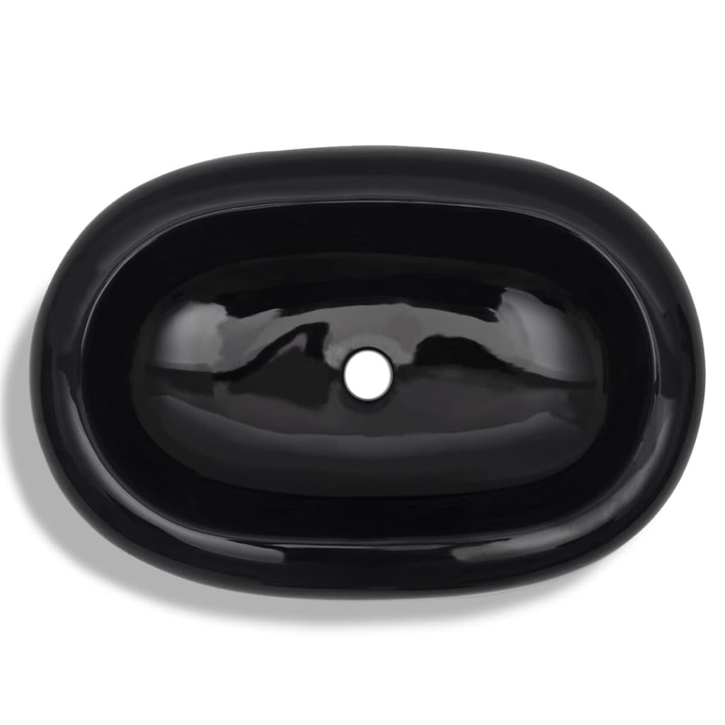 Ceramic Bathroom Sink Basin Black Oval