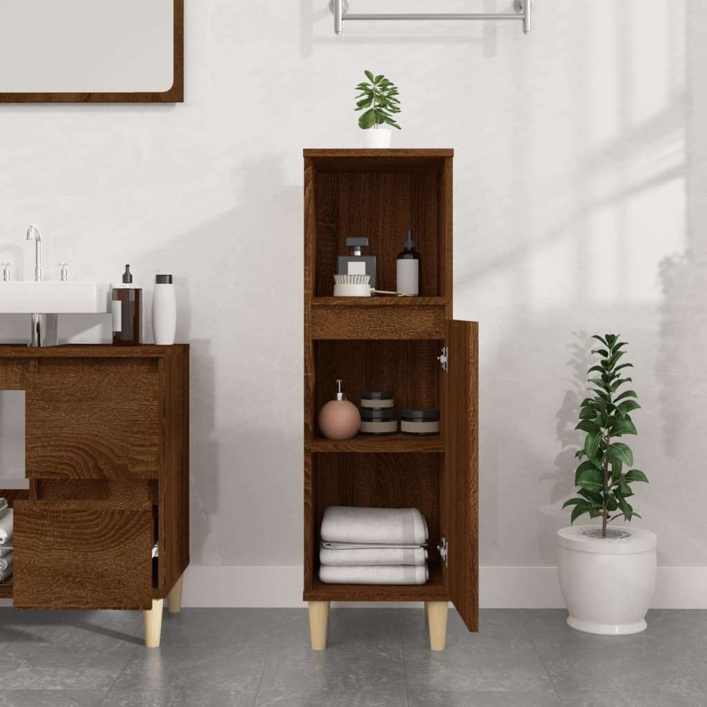 vidaXL Bathroom Cabinet Brown Oak 30x30x100 cm Engineered Wood