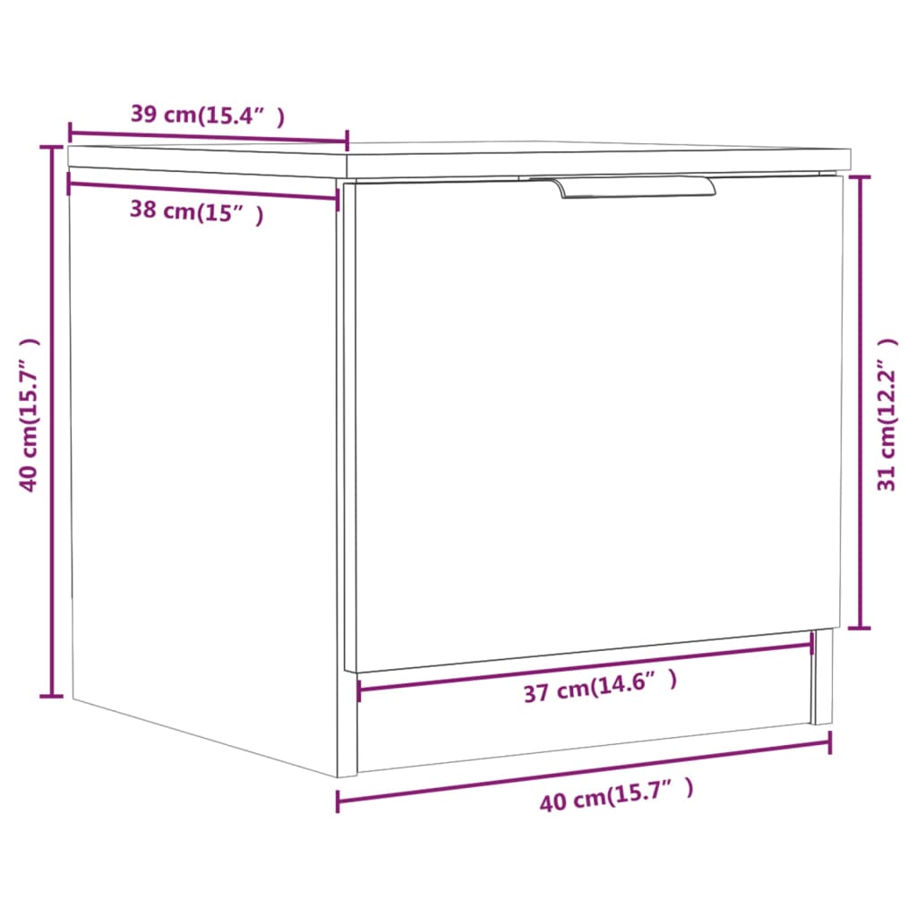 vidaXL Bedside Cabinets 2 pcs High Gloss White 40x39x40 cm