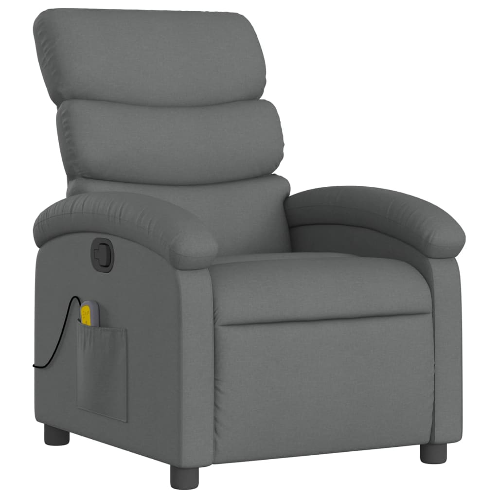 vidaXL Massage Recliner Chair Dark Grey Fabric