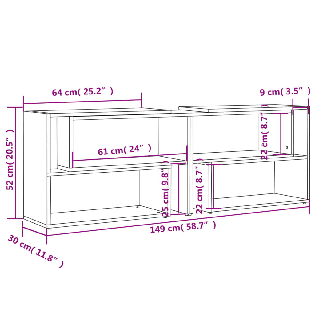 vidaXL TV Cabinet Sonoma Oak 149x30x52 cm Engineered Wood