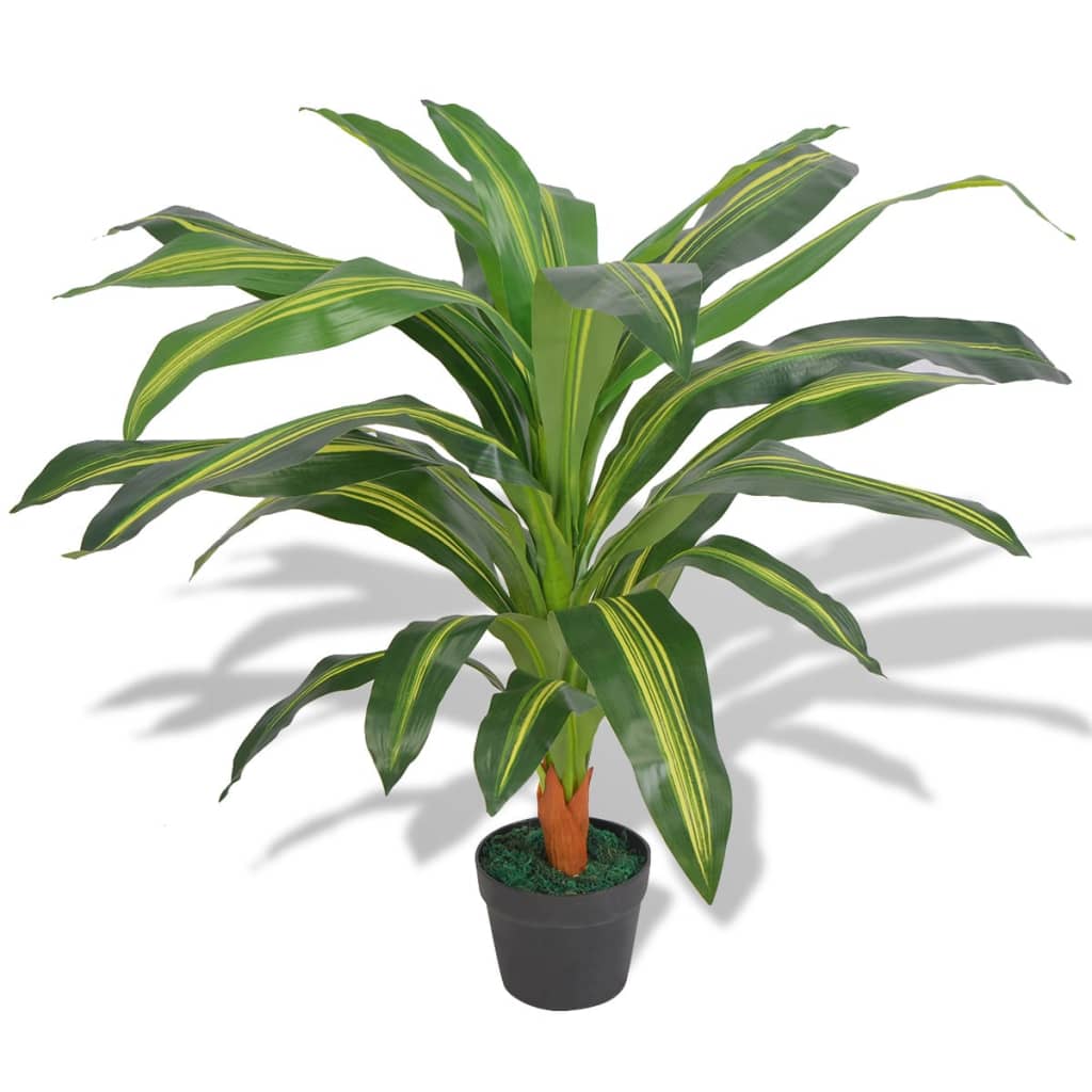 vidaXL Artificial Dracaena Plant with Pot 90 cm Green
