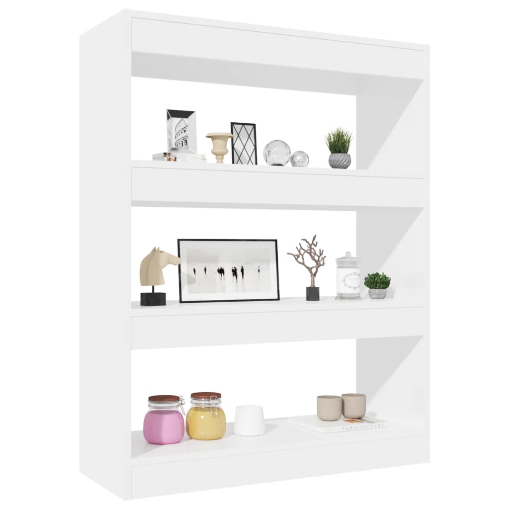 vidaXL Book Cabinet/Room Divider High Gloss White 80x30x103 cm Engineered wood