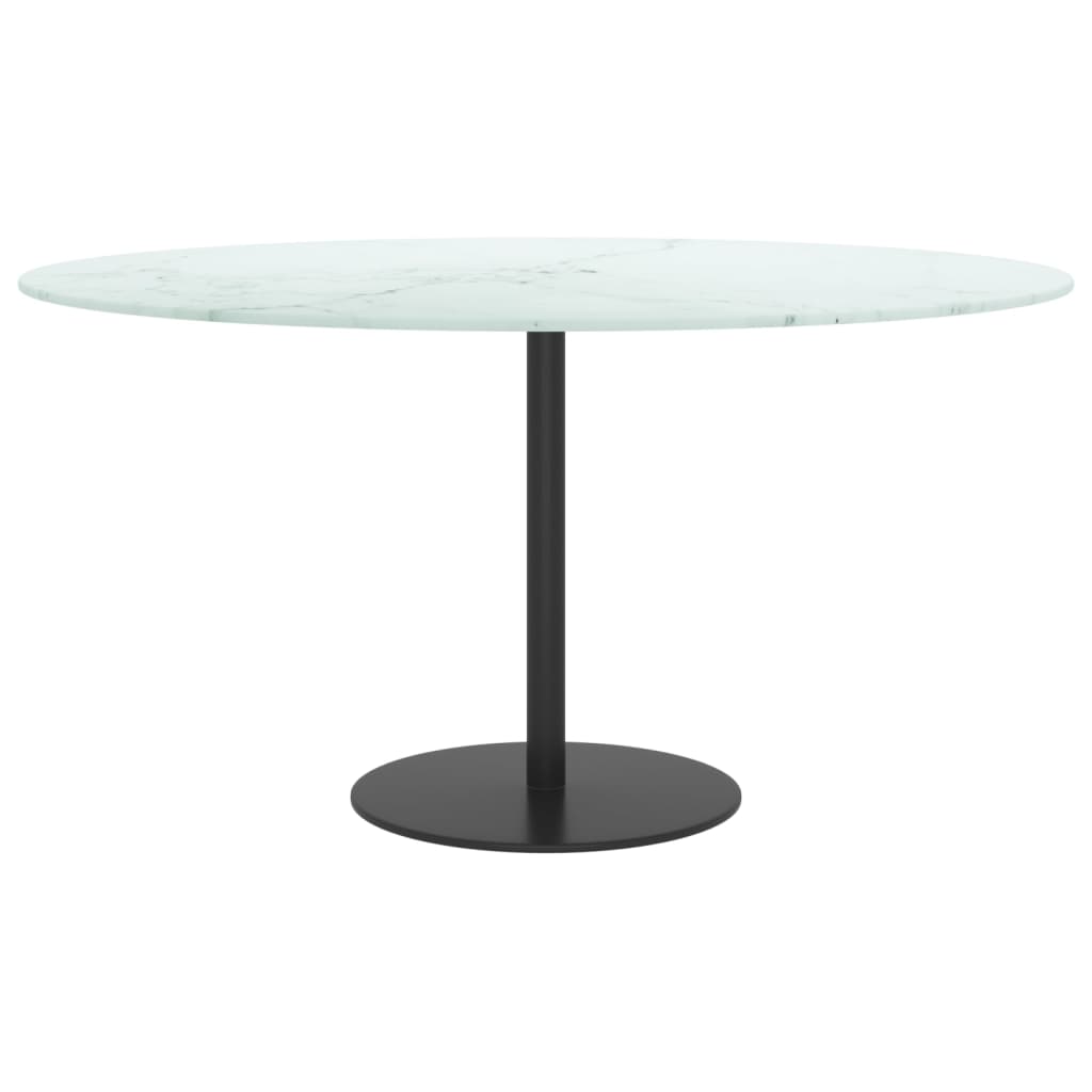 vidaXL Table Top White Ø80x1 cm Tempered Glass with Marble Design