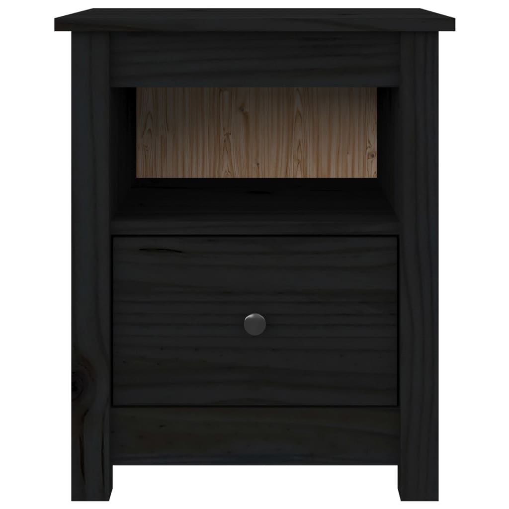 vidaXL Bedside Cabinets 2 pcs Black 40x35x49 cm Solid Wood Pine