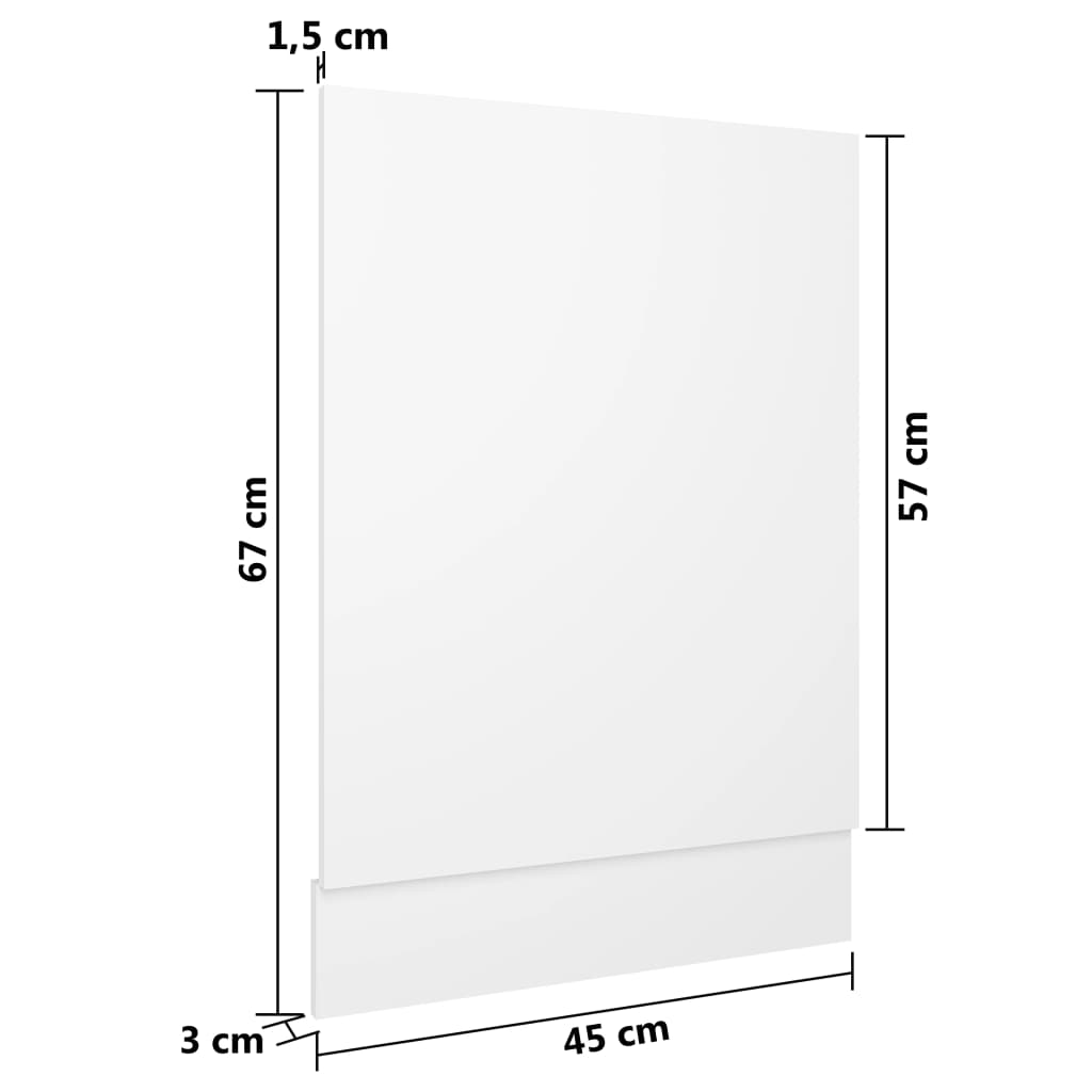 vidaXL Dishwasher Panel White 45x3x67 cm Engineered Wood