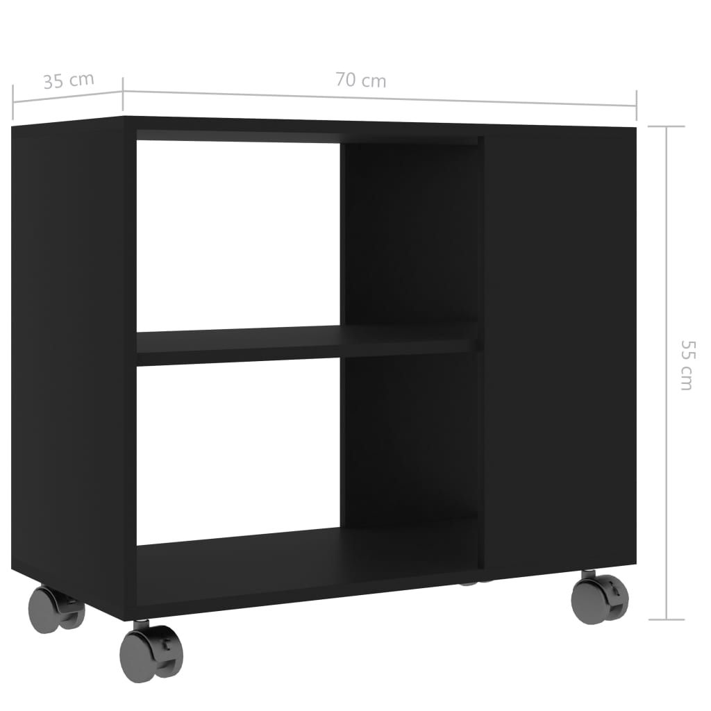 vidaXL Side Table Black 70x35x55 cm Engineered Wood