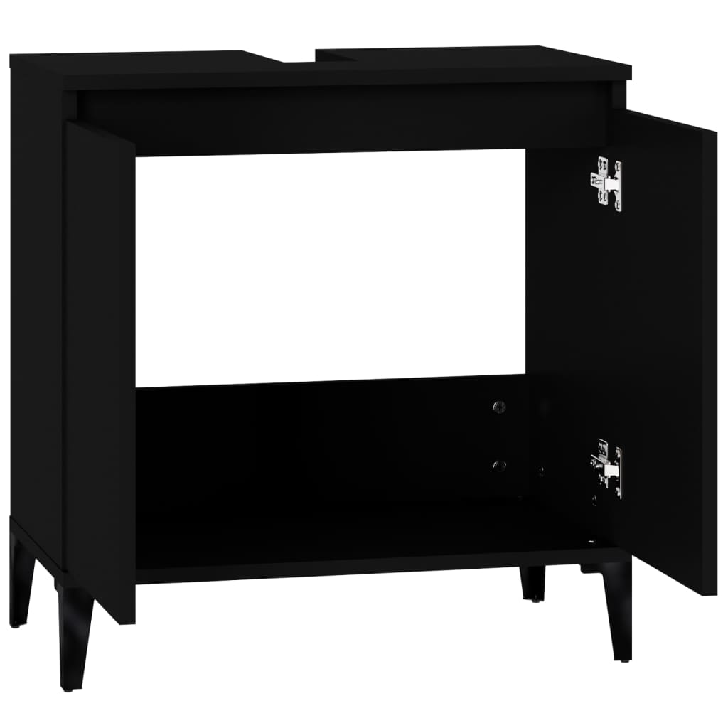vidaXL Sink Cabinet Black 58x33x60 cm Engineered Wood