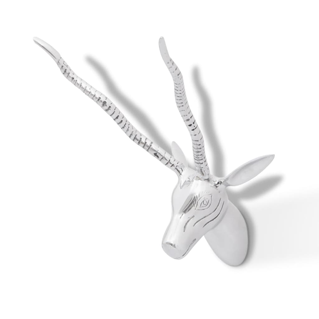 vidaXL Wall Mounted Gazelle's Head Decoration Aluminium Silver 33 cm