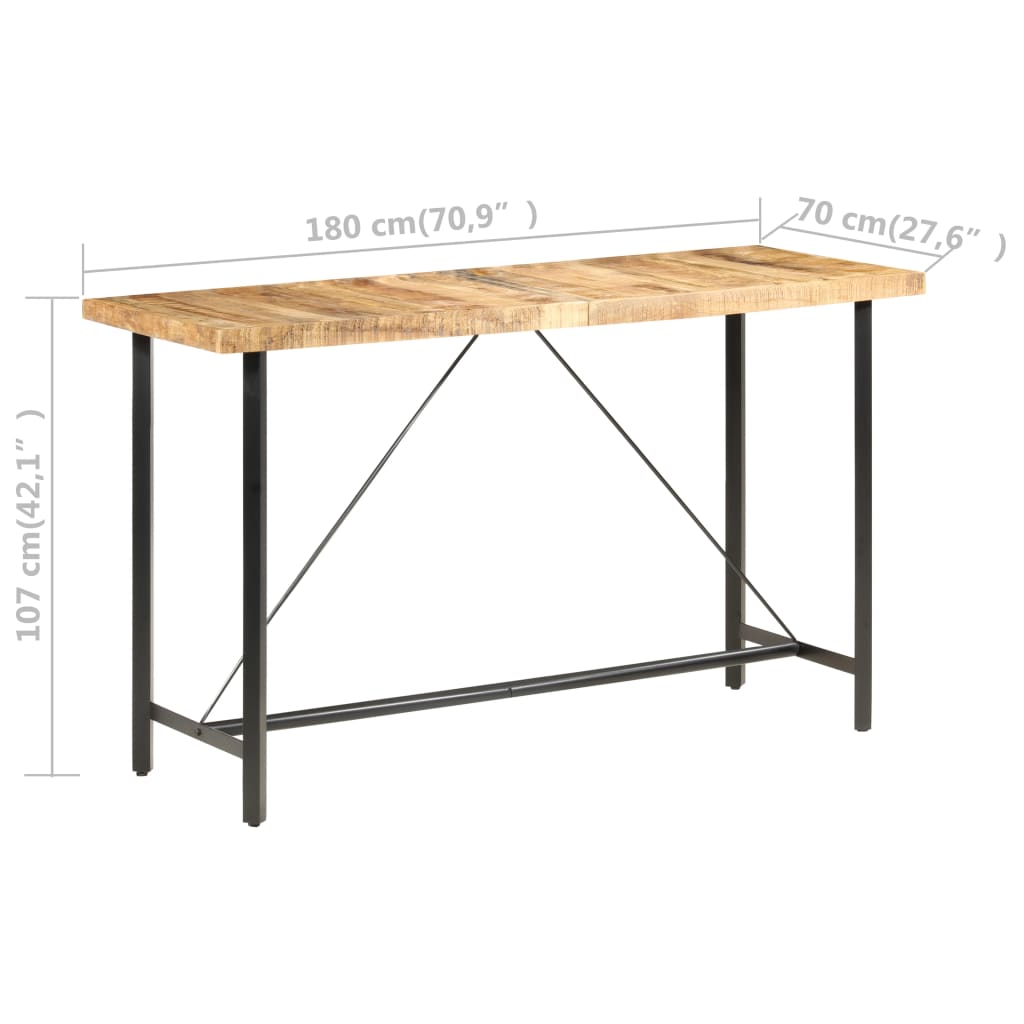 vidaXL Bar Table 180x70x107 cm Rough Mango Wood