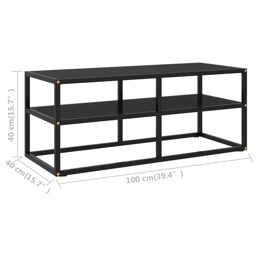 vidaXL TV Cabinet Black with Black Glass 100x40x40 cm